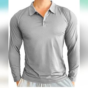 Mens Casual Golf Shirt Long Sleeve Quick Dry T-Shirt
